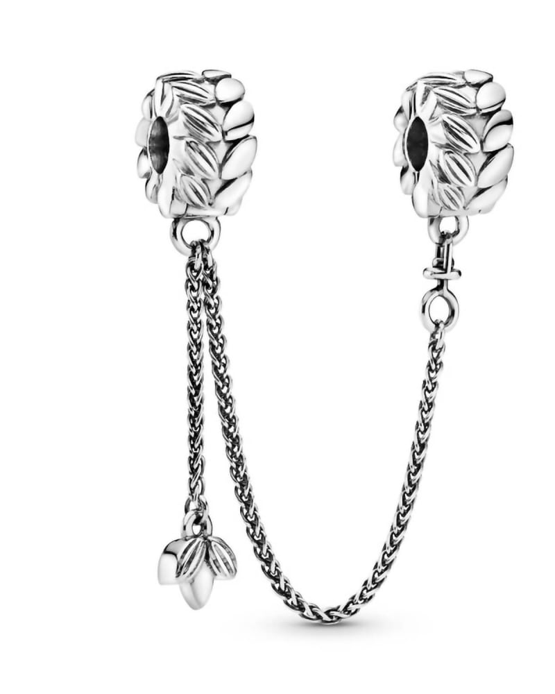 Front of a size O/S Seeds Silver Safety Chain Clip And Silicone Grip in Silver in Silver by Pandora. | dia_product_style_image_id:331456